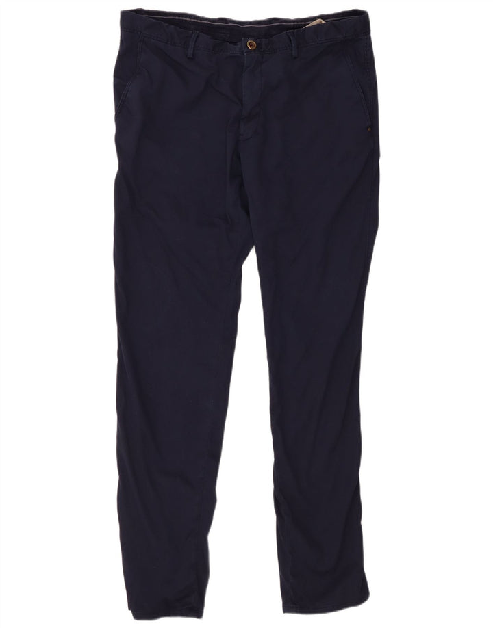 MASSIMO DUTTI Pantalón Chino Slim Hombre EU 46 XL W36 L32 Azul Marino Algodón