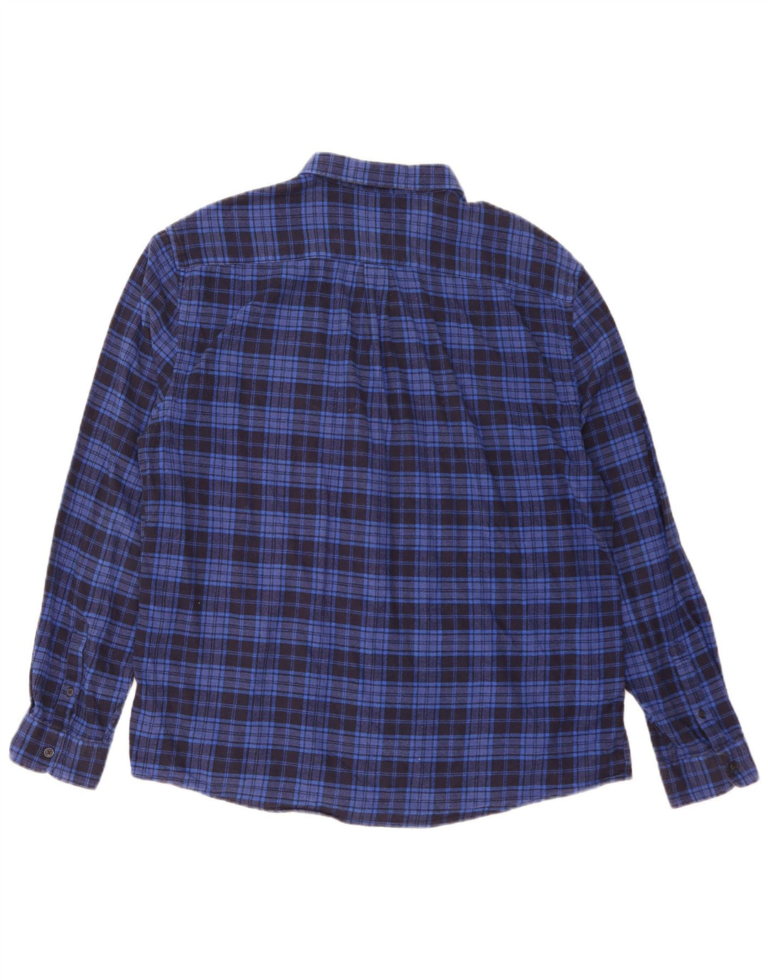 Marks & Spencer Camisa de franela de ajuste regular para hombre XL Algodón a cuadros azules
