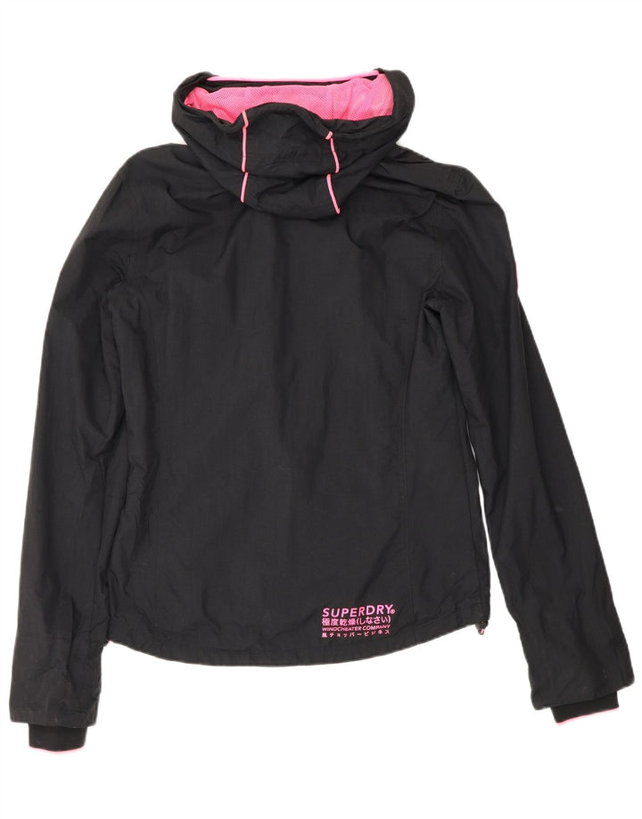 Chaqueta impermeable con capucha para mujer Superdry UK 8 Pequeña Negra de Nailon