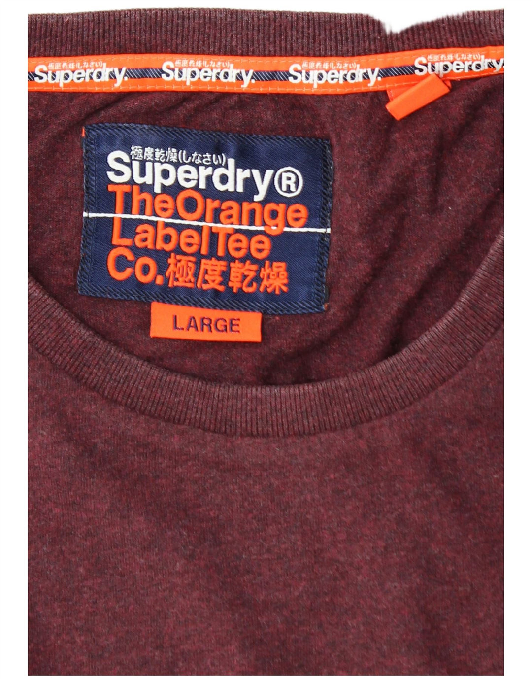 SUPERDRY Hombre Camiseta Top Large Borgoña Algodón
