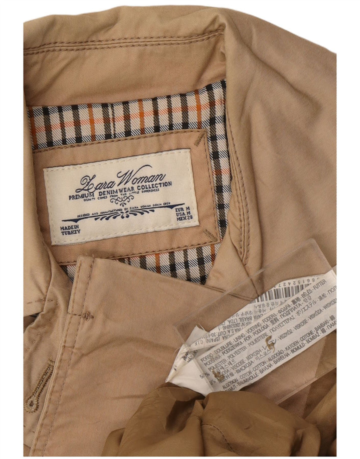 ZARA Mujer Gabardina De Doble Botonadura UK 44 Medium Beige Colorblock