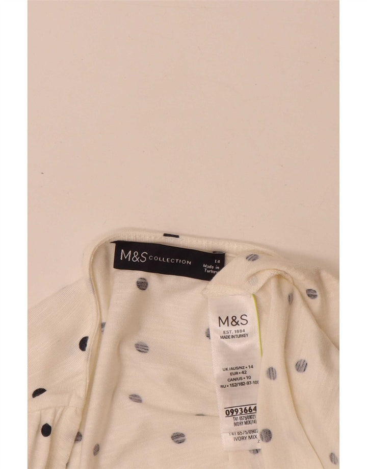 Marks & Spencer Top para mujer de manga larga UK 44 grande en blanco roto con manchas