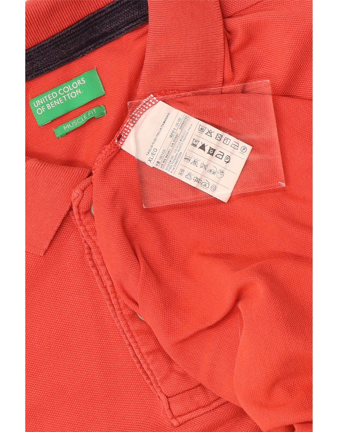 Benetton Polo Muscle Fit XL Naranja Algodón