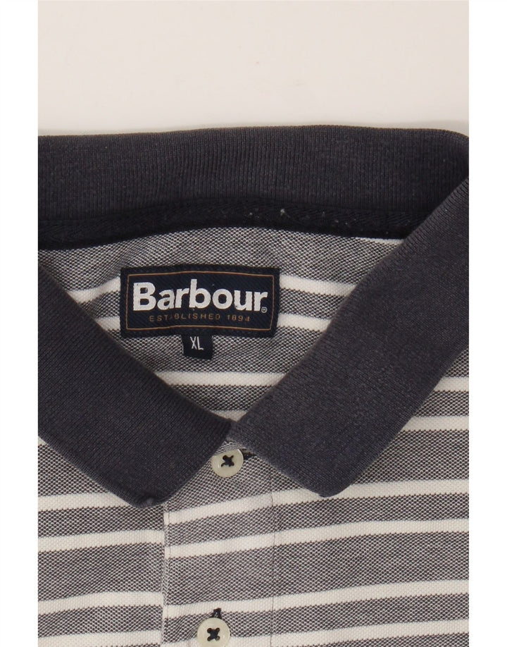 Barbour Polo Hombre XL Algodón Rayas Gris