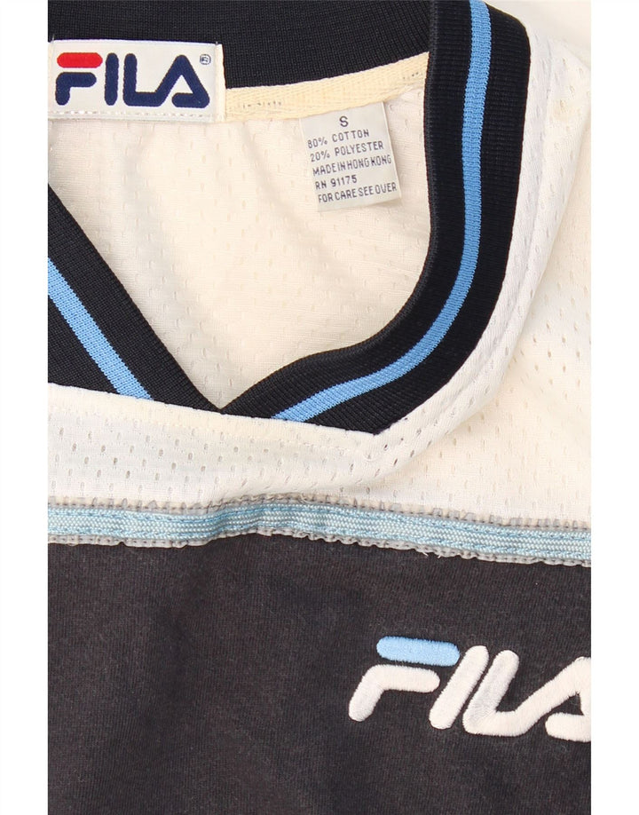 FILA Hombre Camiseta Top Small Azul Marino Colorblock Algodón