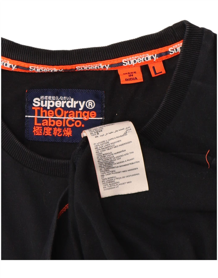 Superdry Camiseta para hombre Top grande de algodón negro