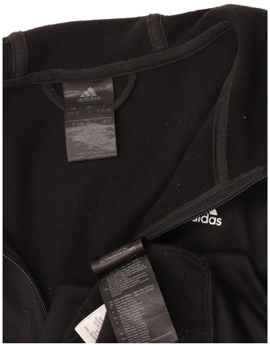 Adidas Sudadera con capucha y cremallera para mujer Reino Unido 8/10 Pequeño Poliéster negro