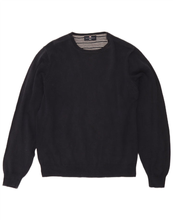 Marks & Spencer Jersey de cuello redondo azul Harbor para hombre Azul marino mediano