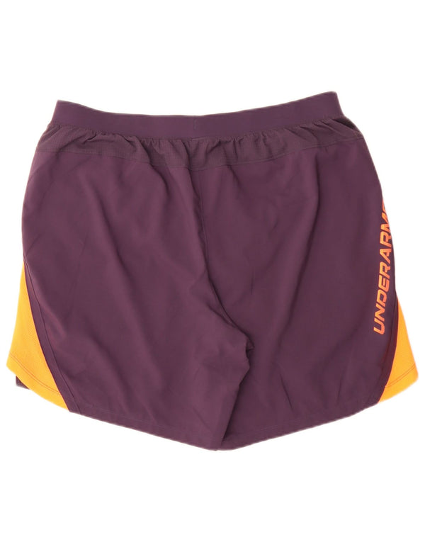 Under Armour Pantalón corto deportivo ajustado con estampado XL para hombre, color morado