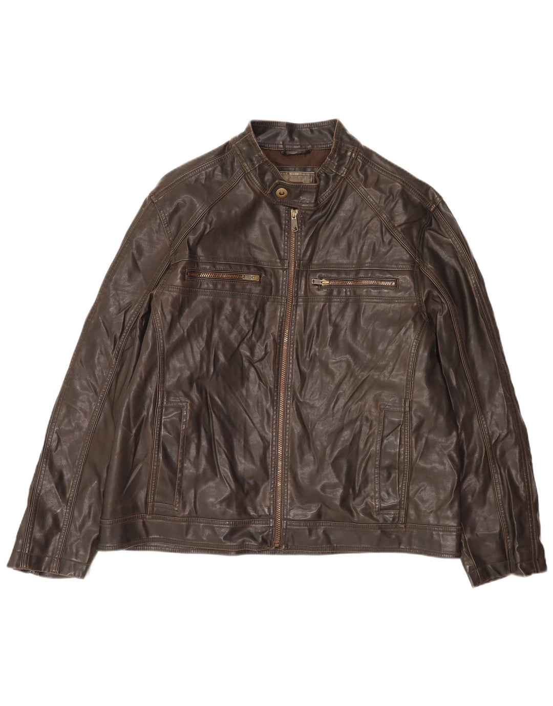 BKE Chaqueta de piel sintética para hombre UK 44 2XL Marrón Polivinilo