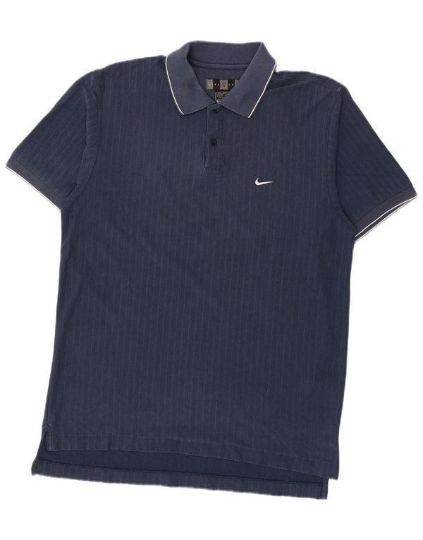 Nike Polo Dri Fit para hombre UK 42/44 Grande Algodón a rayas azul marino