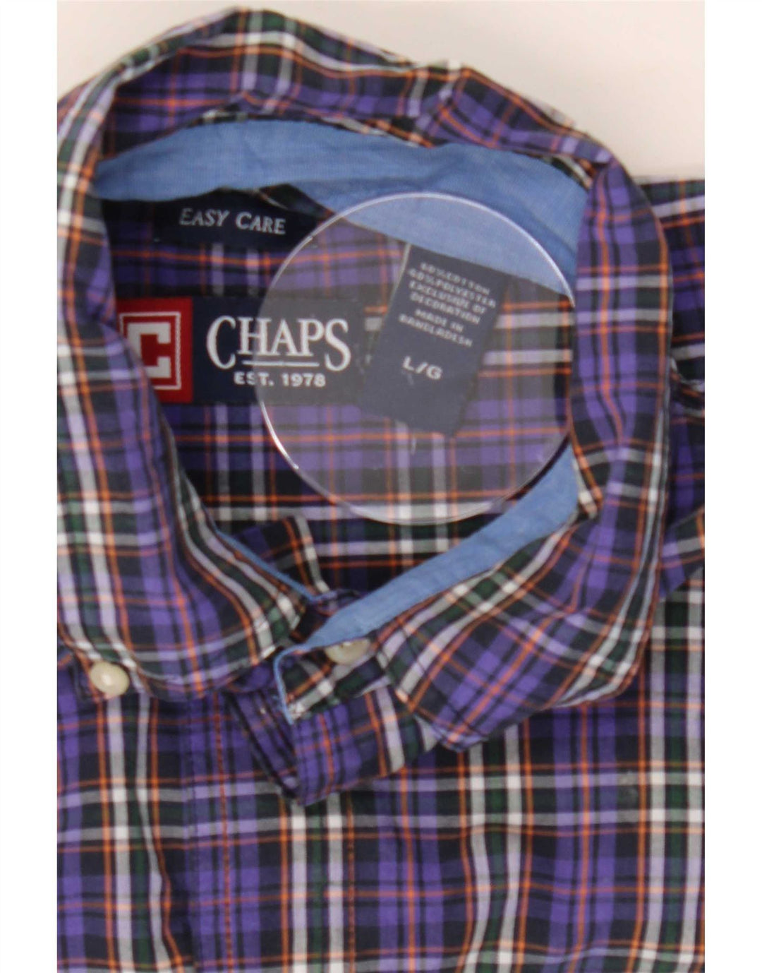 Chaps Camisa de fácil cuidado para hombre de algodón a cuadros morados grandes