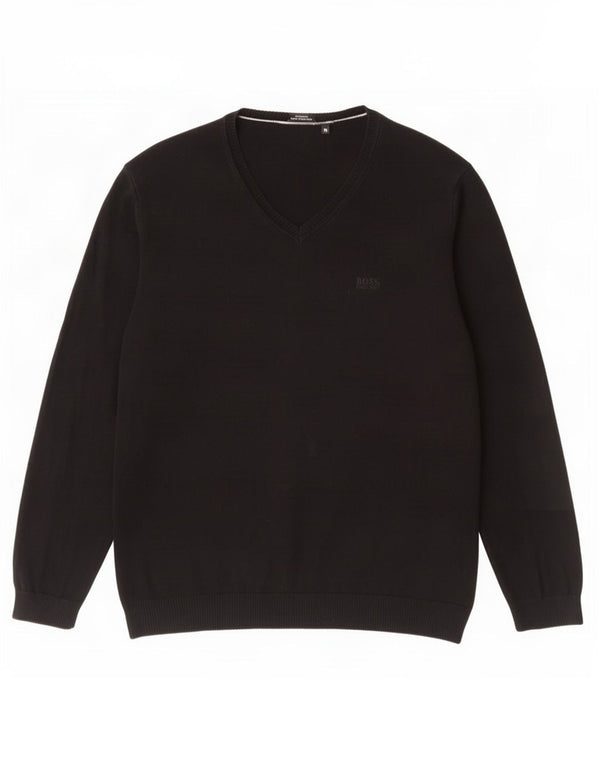 Hugo Boss Mujer Jersey Regular Fit Con Cuello En V XL Algodón Negro