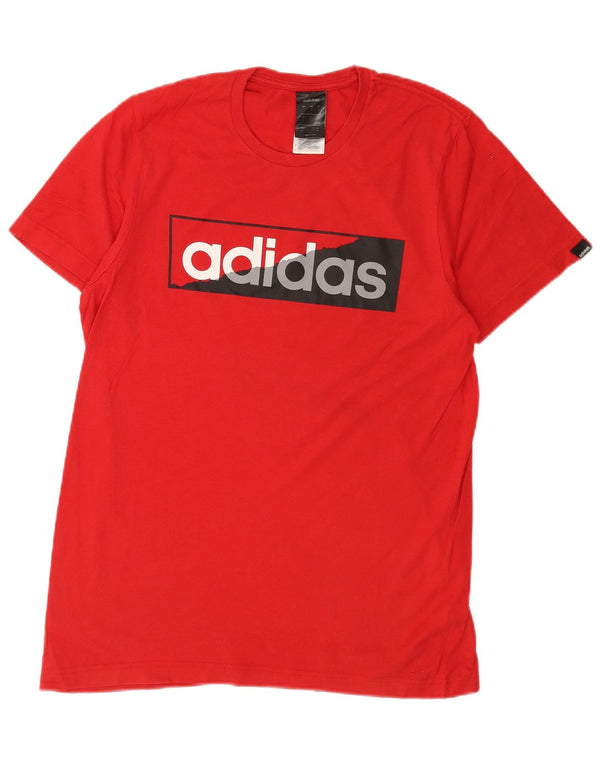Adidas - Camiseta gráfica para hombre, talla pequeña, algodón rojo
