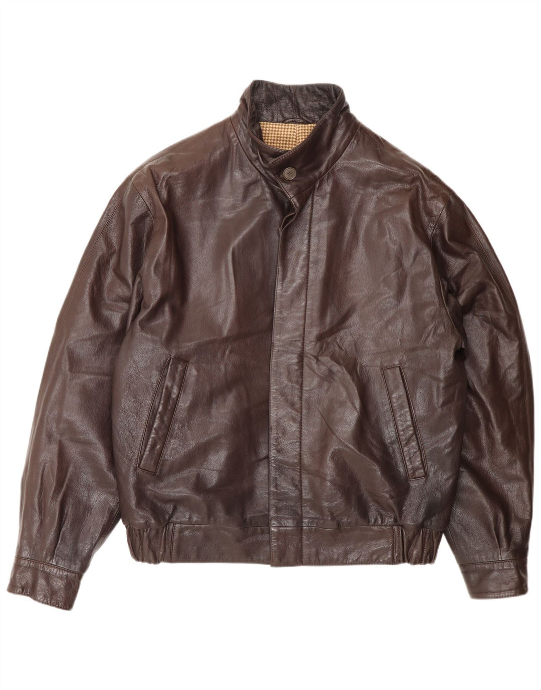 Vintage hombres bombardero chaqueta de cuero IT 50 cuero marrón grande