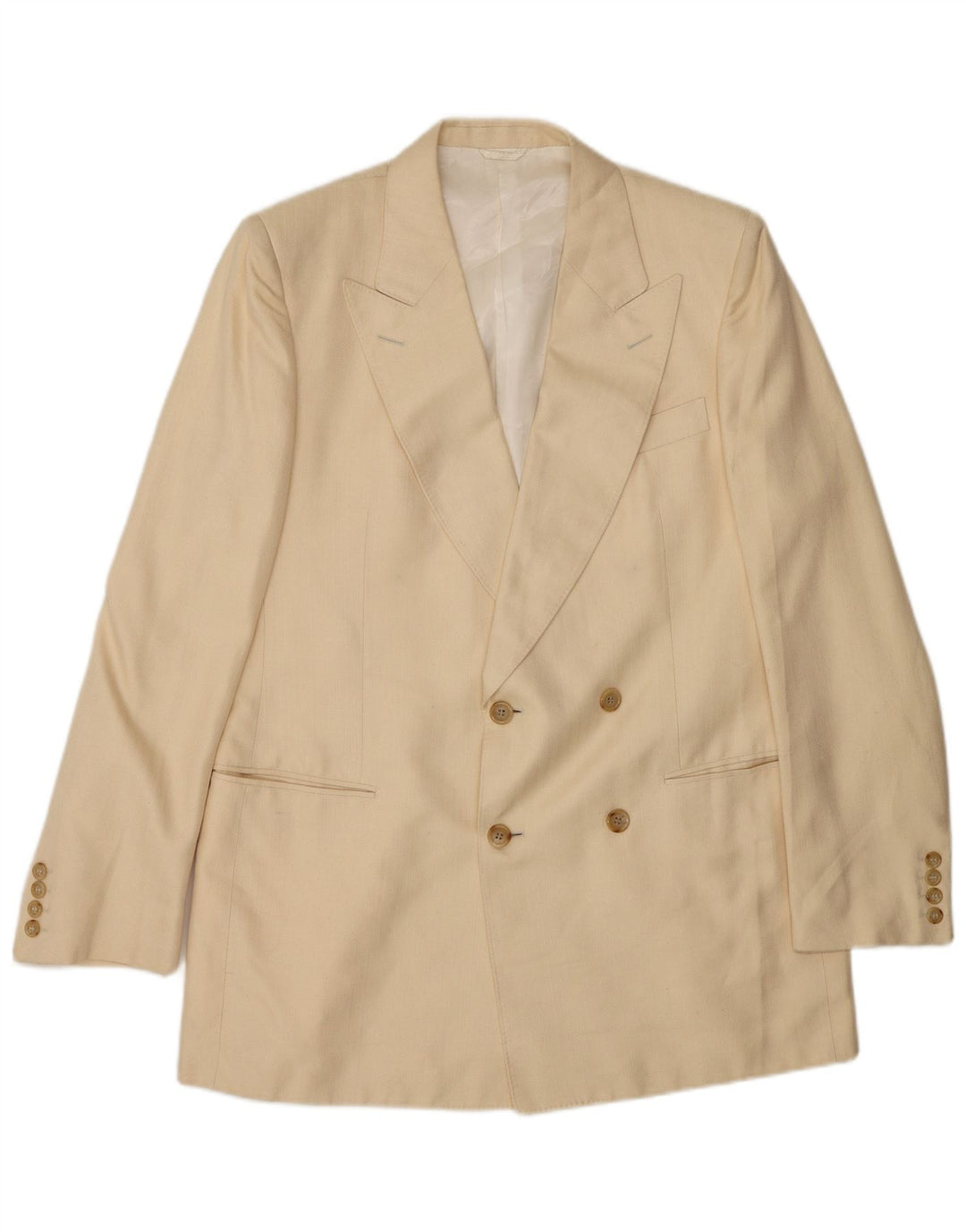 Traje vintage para hombre de 2 piezas grande W34 L30 seda beige