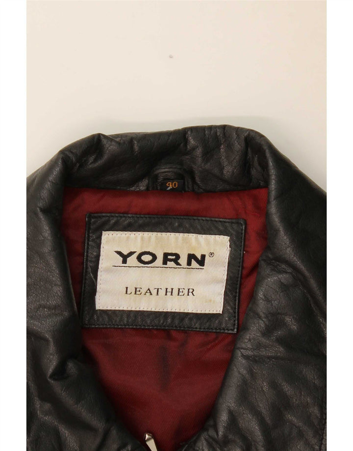 Chaqueta de cuero extragrande para mujer Yorn EU 40 Cuero negro mediano