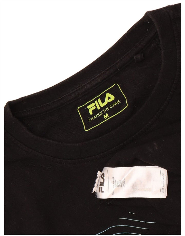 Fila Camiseta gráfica para hombre Top Medium Black Cotton