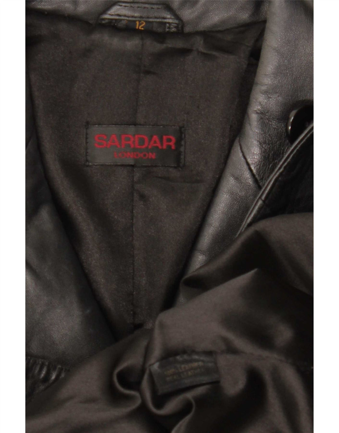 Abrigo de cuero con 4 botones Sardar para mujer UK 44 Medium Black