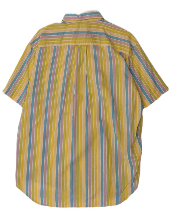 LACOSTE Camisa de manga corta para hombre Talla 42 Grande Algodón a rayas multicolor