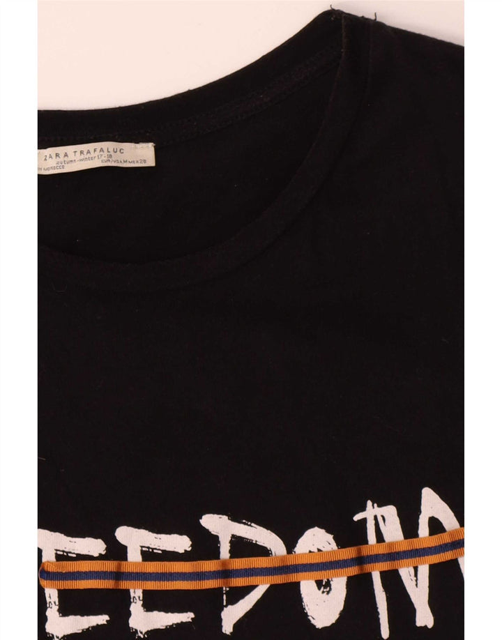 Zara Mujer Trafaluc Graphic Camiseta Top Mediano Negro
