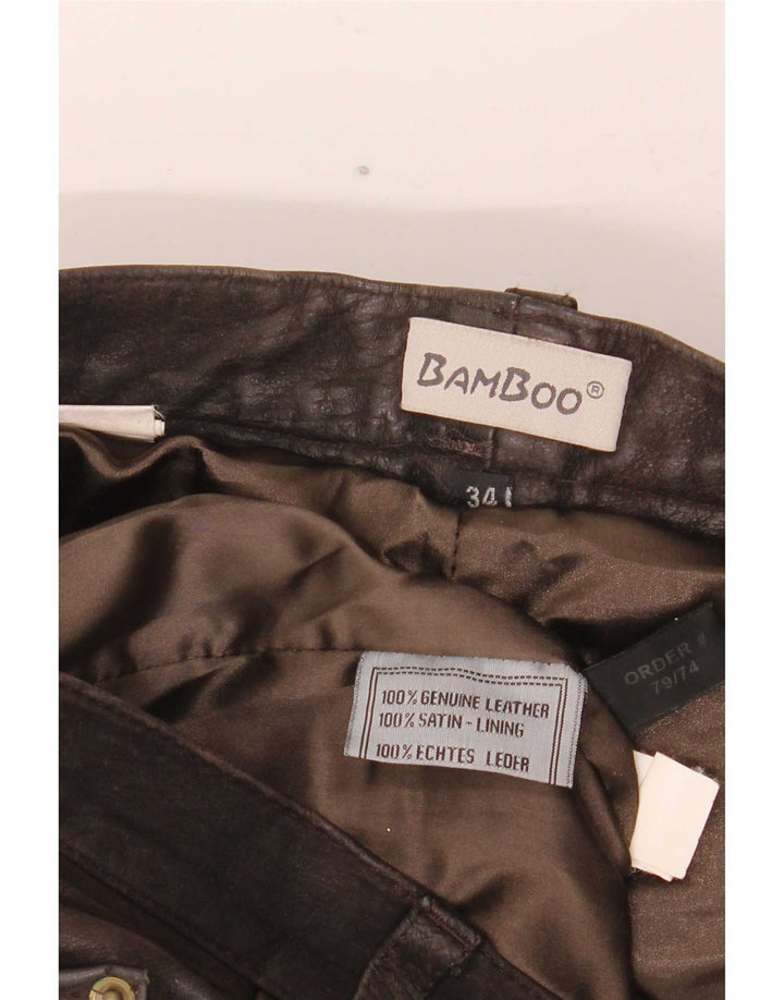 Pantalones de cuero rectos vintage para hombre W34 L32 Marrón