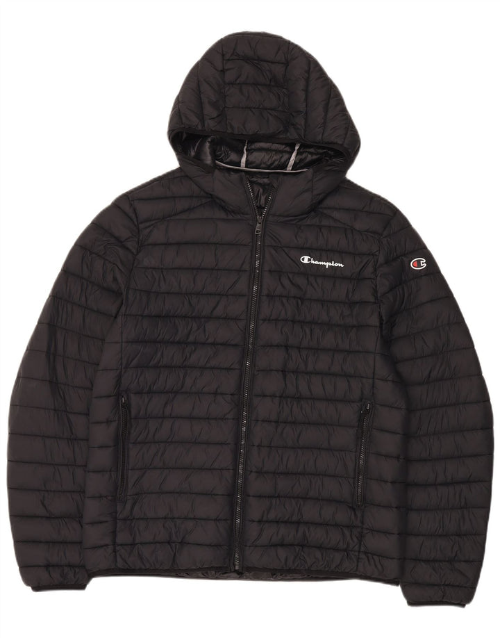 Champion Chaqueta acolchada con capucha para hombre Reino Unido 40 Grande Negro