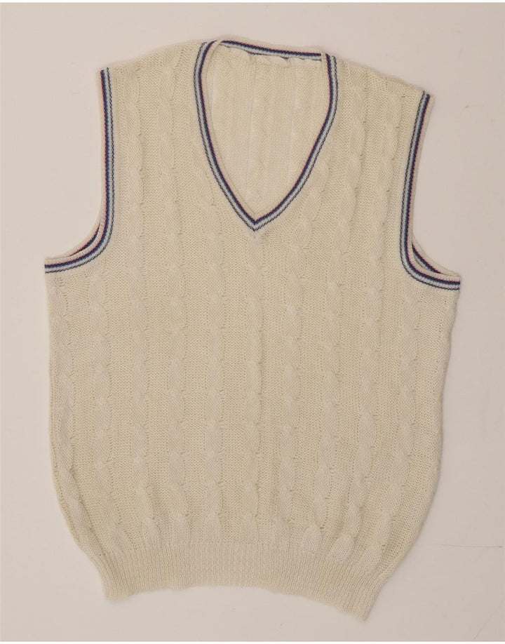 Vintage hombres chaleco tanque top medio de blanco