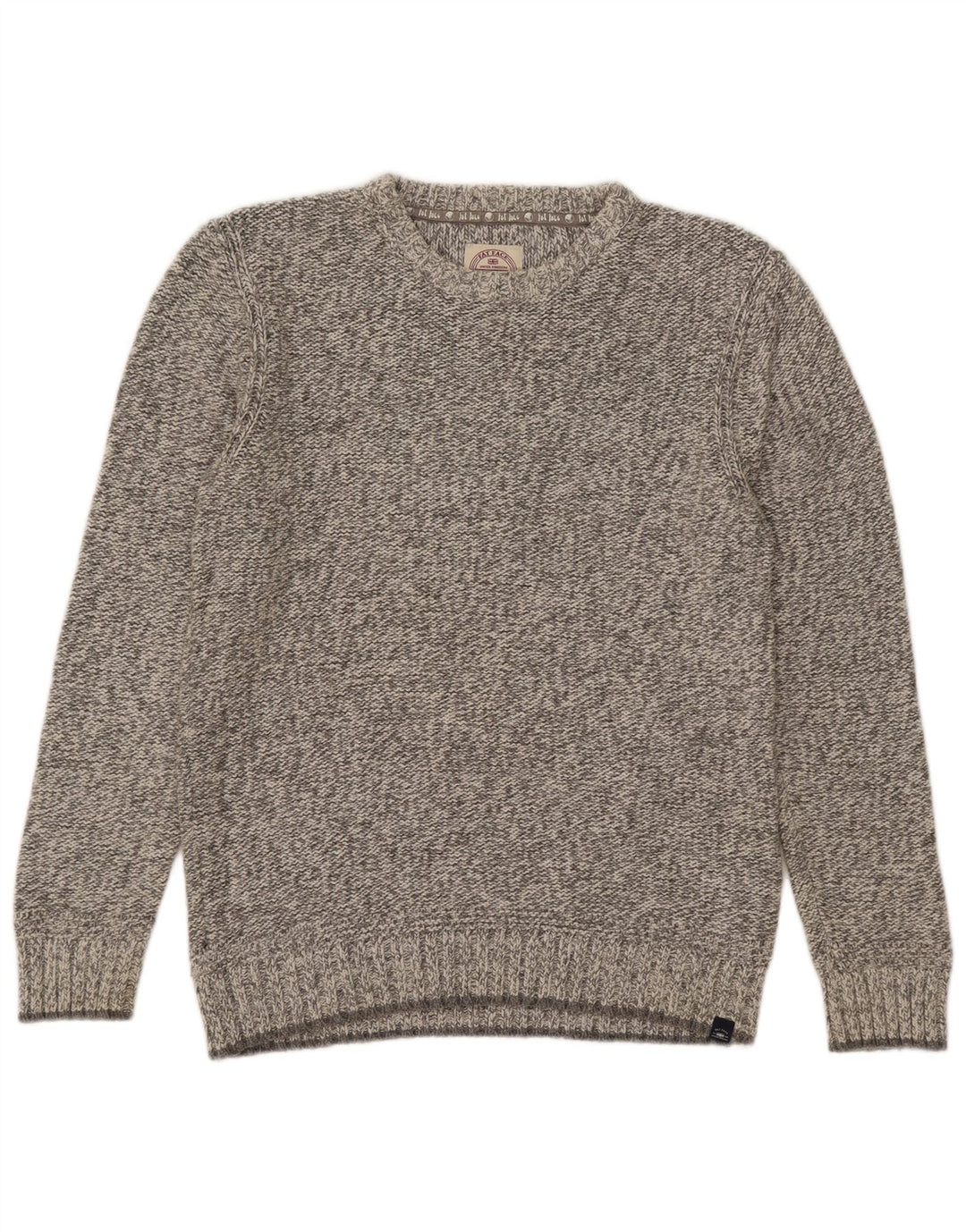 Jersey de hombre con cuello redondo de Fat Face de algodón moteado en gris medio