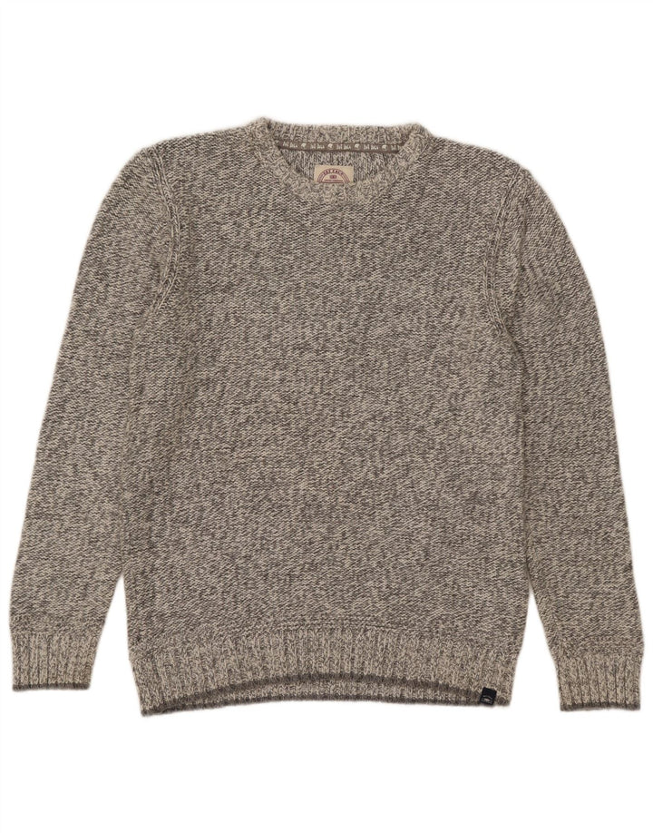 Jersey de hombre con cuello redondo de Fat Face de algodón moteado en gris medio