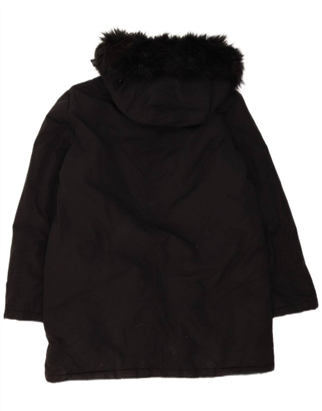 Zara Mujer Parka Extragrande Con Capucha UK 46 Grande Poliéster Negro