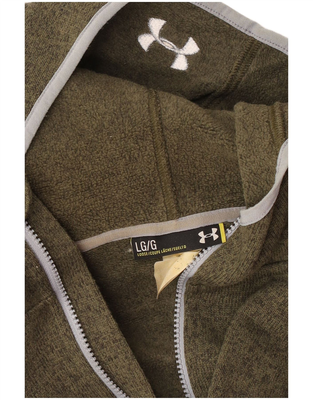 Under Armour Sudadera con capucha y cremallera para hombre, talla grande, verde moteado