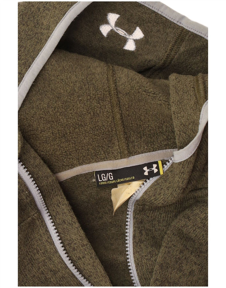 Under Armour Sudadera con capucha y cremallera para hombre, talla grande, verde moteado