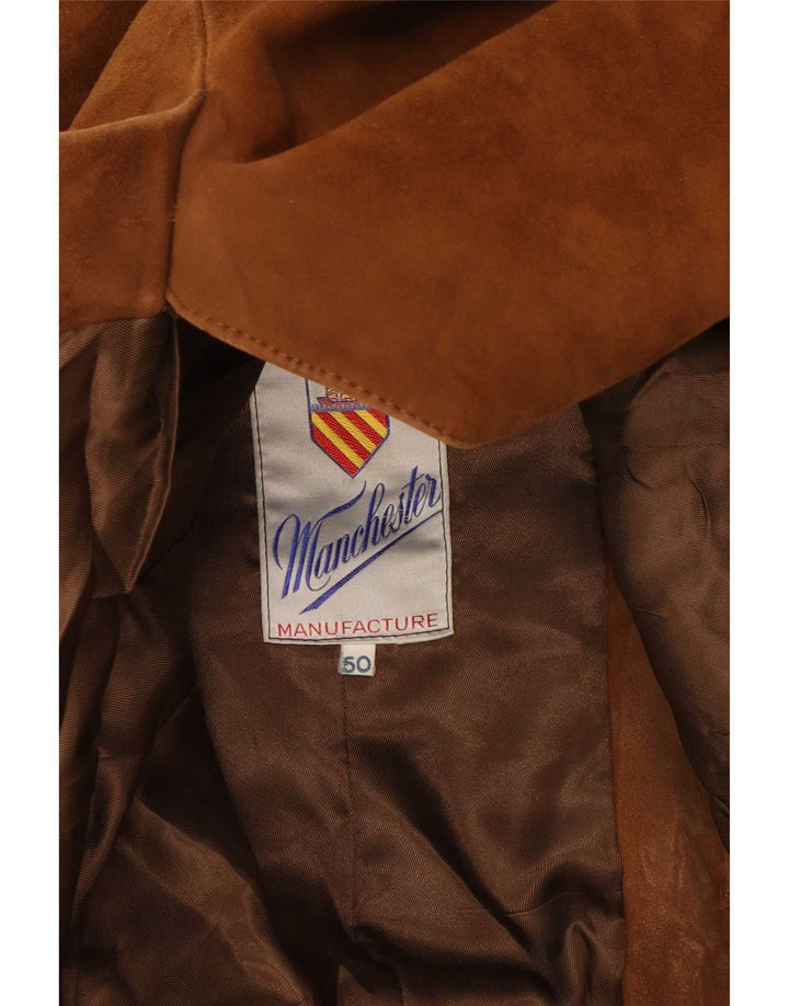 Vintage hombres 3 botones ante Blazer chaqueta IT 50 marrón grande