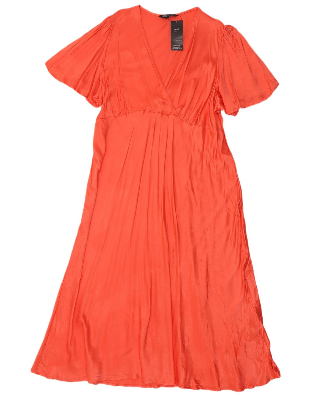 Marks & Spencer Vestido maxi regular para mujer UK 22 3XL Viscosa naranja