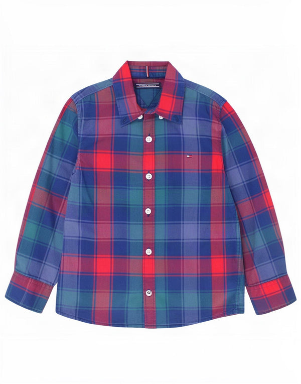 Tommy Hilfiger Camisa de franela para niños 3-4 años Algodón a cuadros azul
