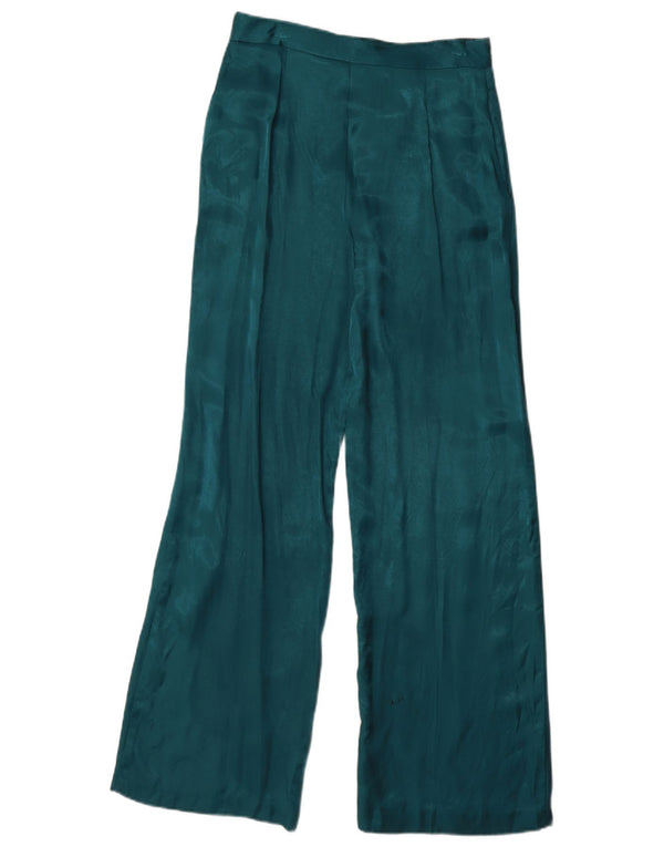 Zara Mujer Pantalones Casuales De Pierna Ancha Pequeño W26 L32 Viscosa Azul