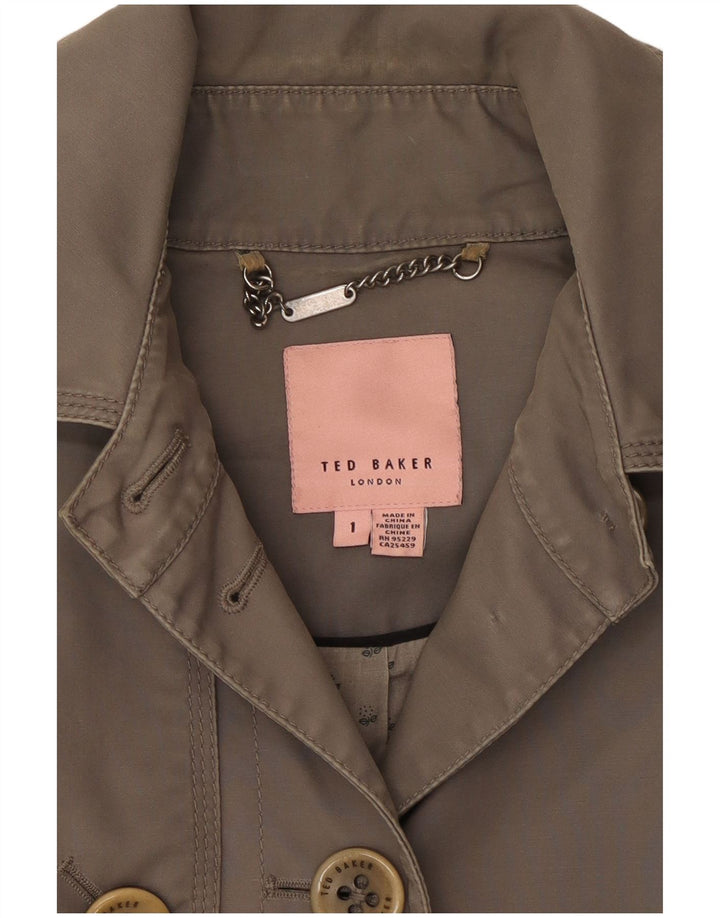 TED BAKER Gabardina corta para mujer Talla 1 XS Algodón gris