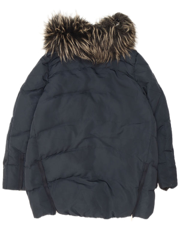 Zara Mujer Chaqueta Acolchada UK 44 Mediana Azul Marino Poliéster