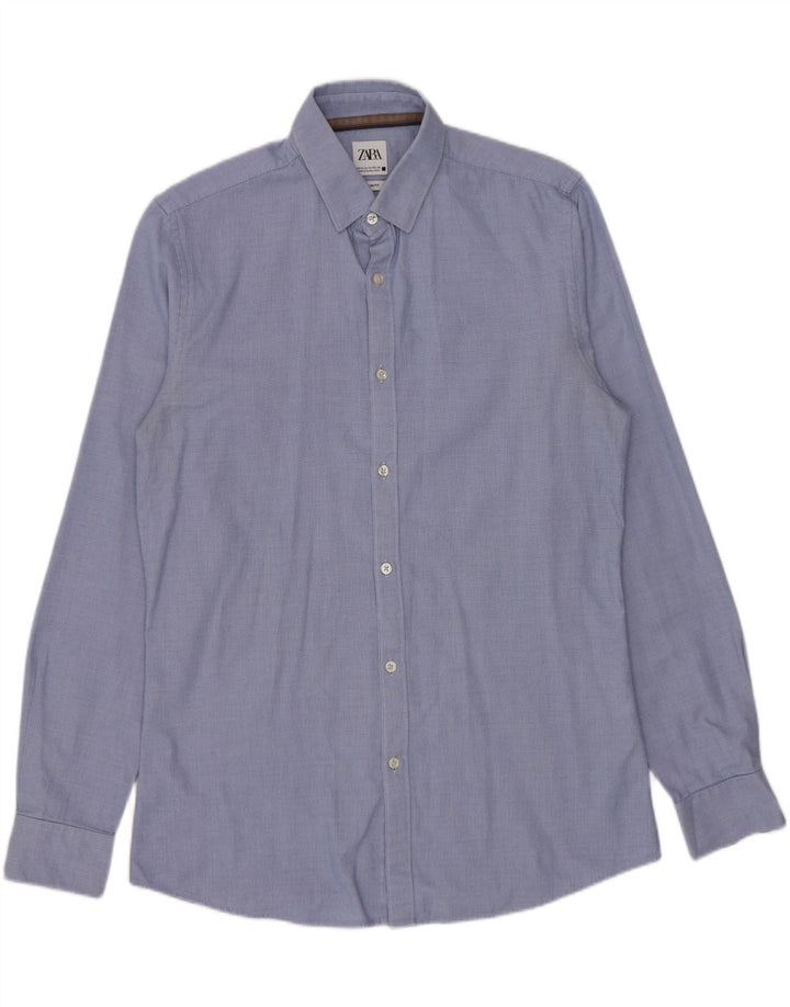 ZARA Hombre Camisa Slim Fit Algodón Azul Medio