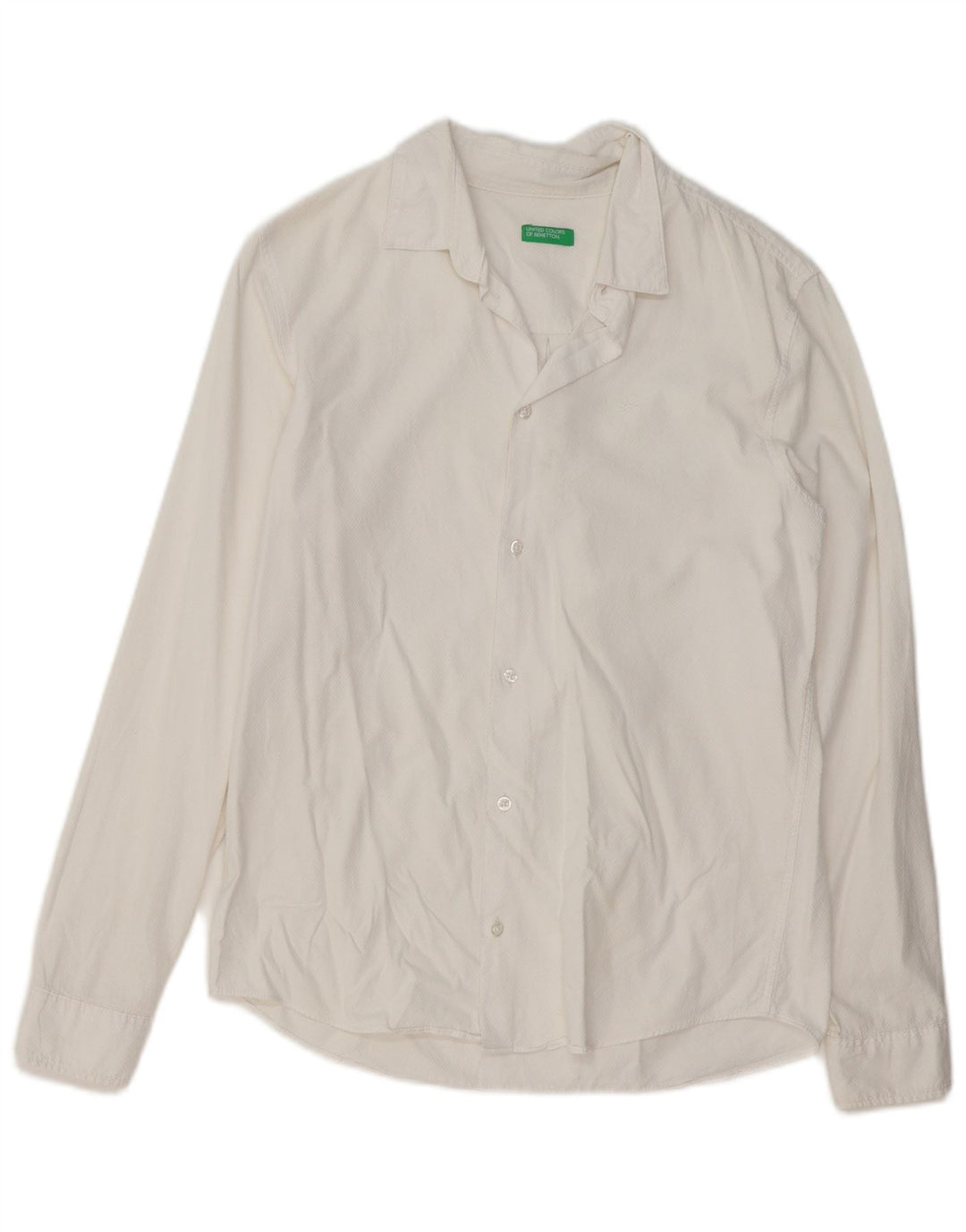 BENETTON Camisa Niño 13-14 Años 3XL Blanco Algodón