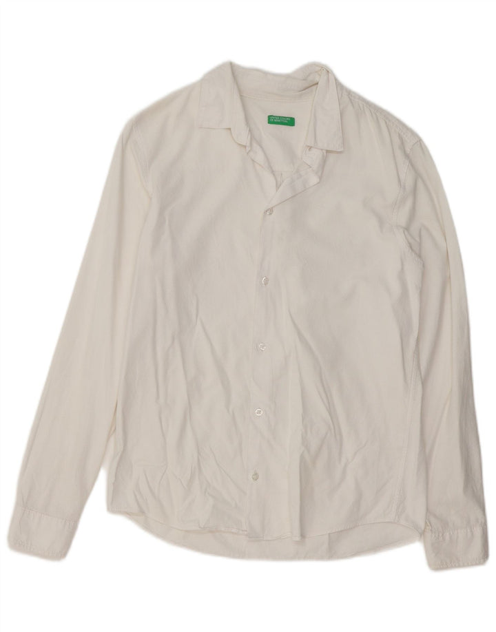 BENETTON Camisa Niño 13-14 Años 3XL Blanco Algodón