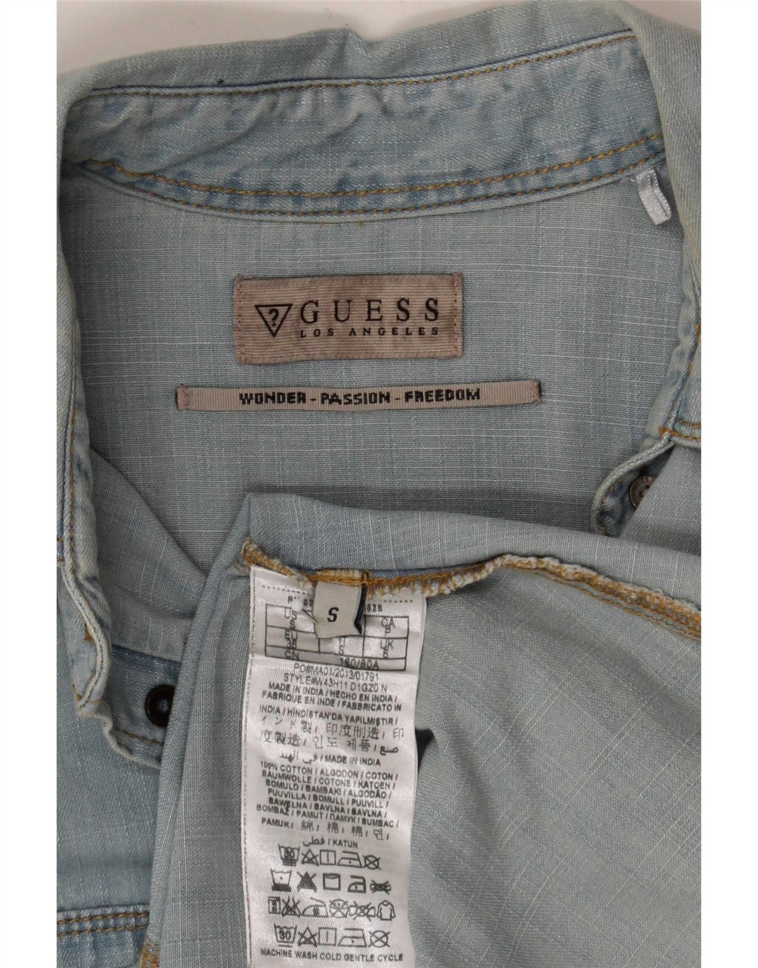Guess Camisa Vaquera Mujer UK 10 Small Azul Algodón