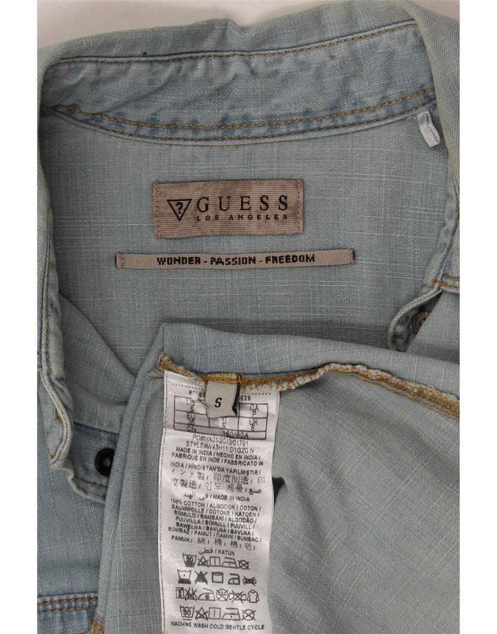 Guess Camisa Vaquera Mujer UK 10 Small Azul Algodón