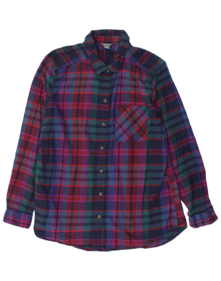 EDDIE BAUER Camisa de franela para mujer UK 46 Algodón a cuadros multicolor grande