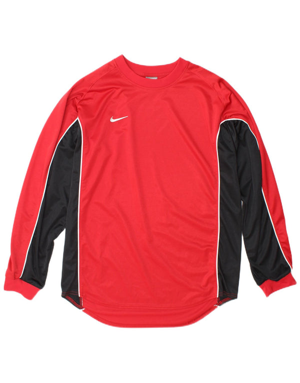 Nike Camiseta de manga larga para hombre UK 42/44 Large Rojo Colorblock Poliéster