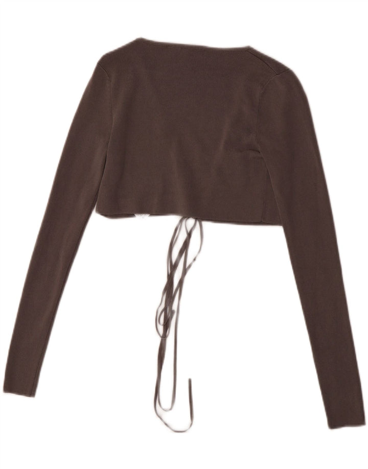 Zara Mujer Crop Cardigan Top UK 8 Small Viscosa Gris