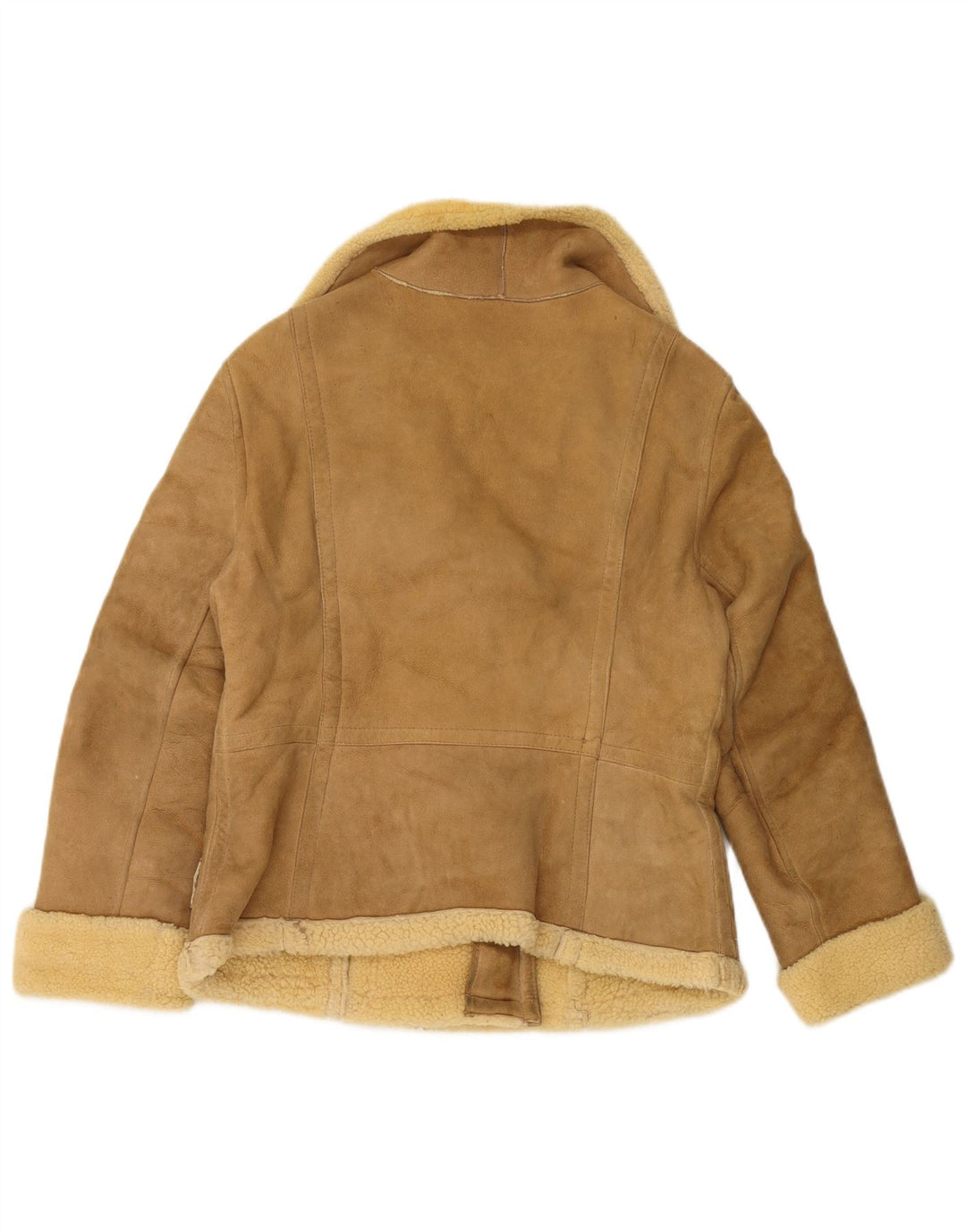 VINTAGE Chaqueta de piel de mujer Reino Unido 14 Beige grande