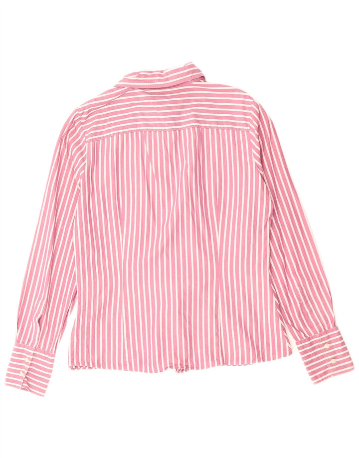 Camisa Benetton Mujer ES 46 Grande Algodón A Rayas Rosa