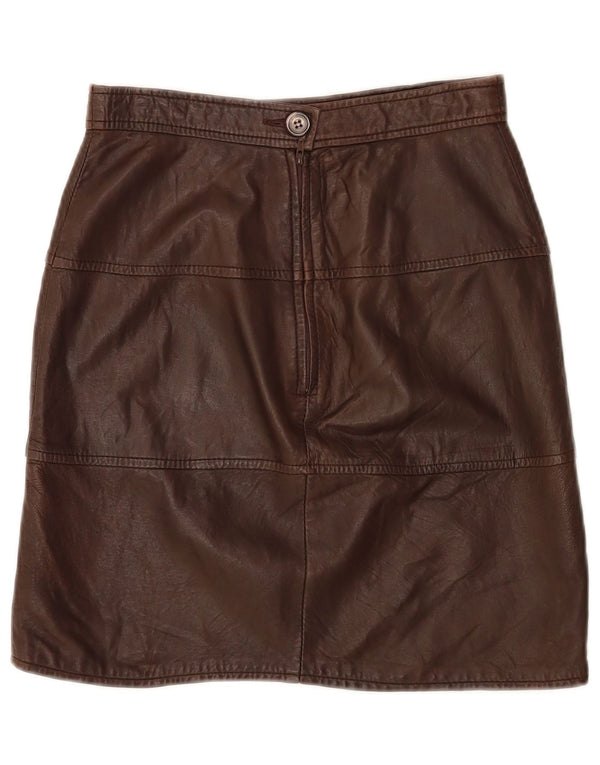 Falda de cuero vintage para mujer IT 38 XS W26 cuero marrón